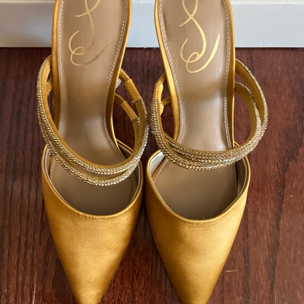 Sam Edelman Agustin Mule Heels yellow gold satin - Picture 2 of 6
